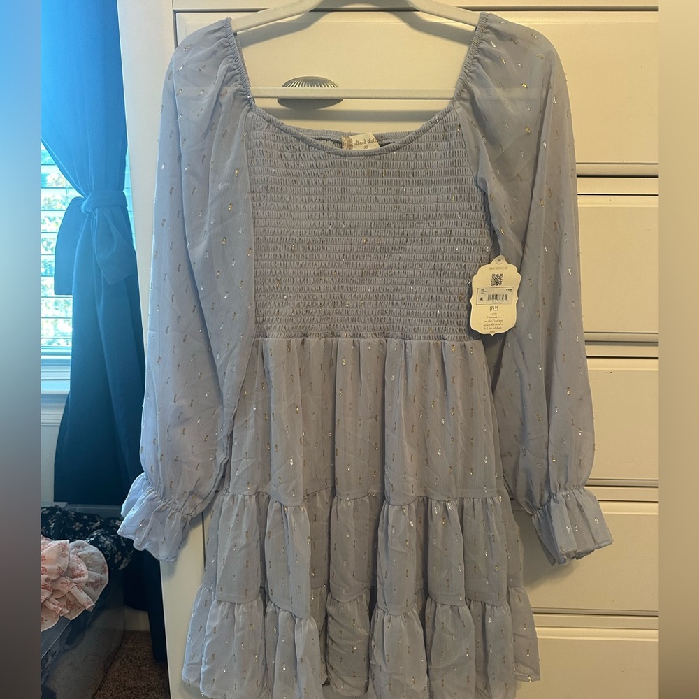 Altar'd State Purple Smocked Ruffled Sundress